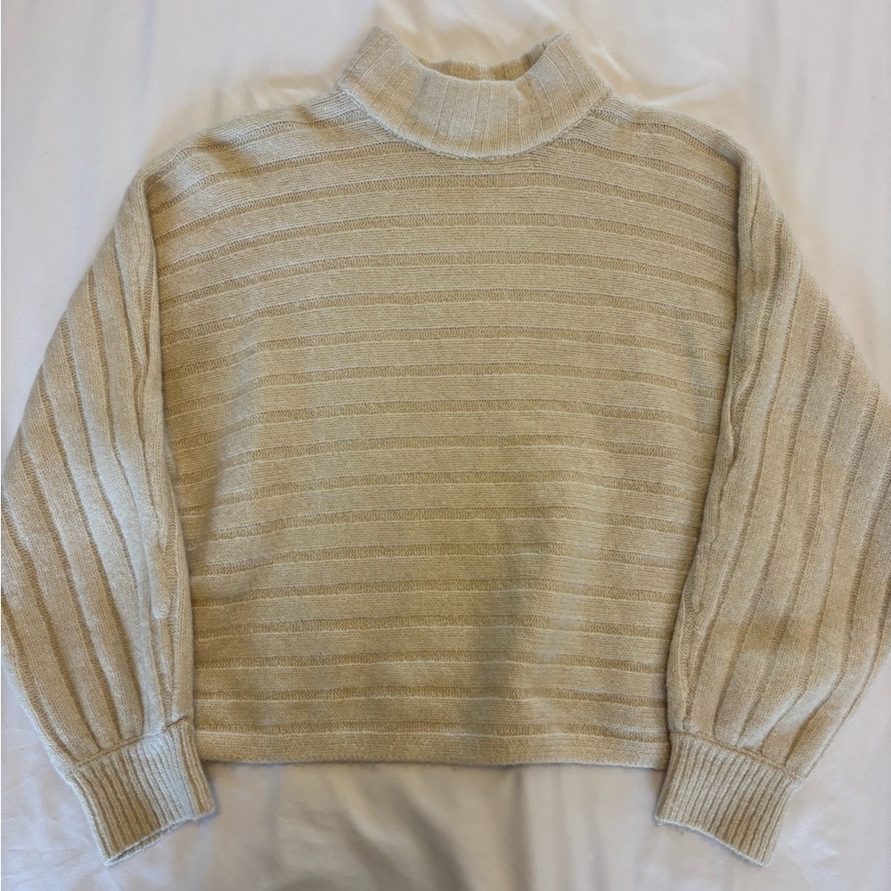 Altar'd State Cream Ribbed Turtleneck Sweater